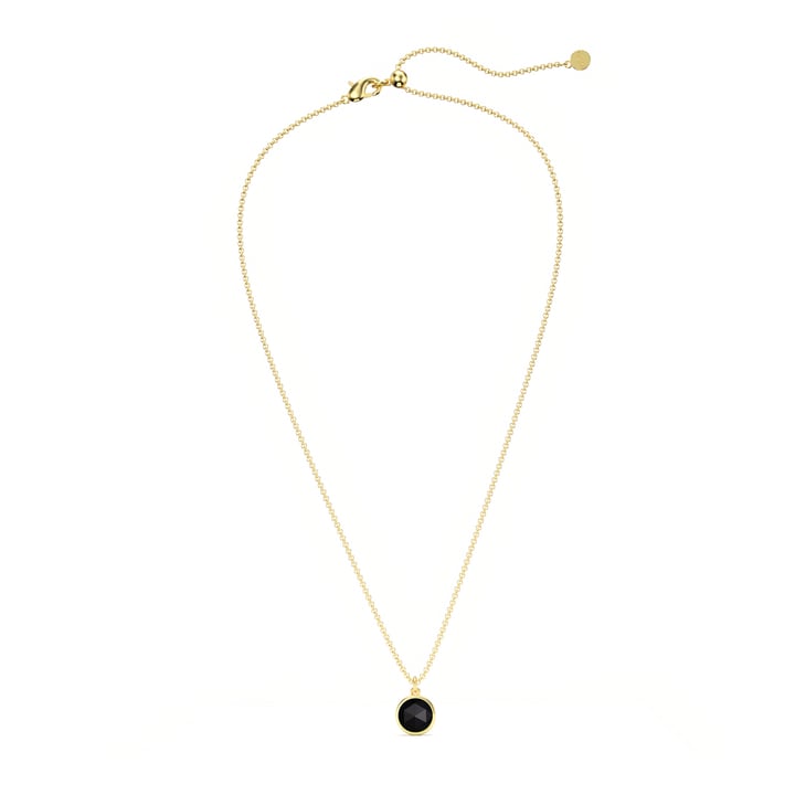 Round Rose Cut Black Onyx Pendant Gold Plated