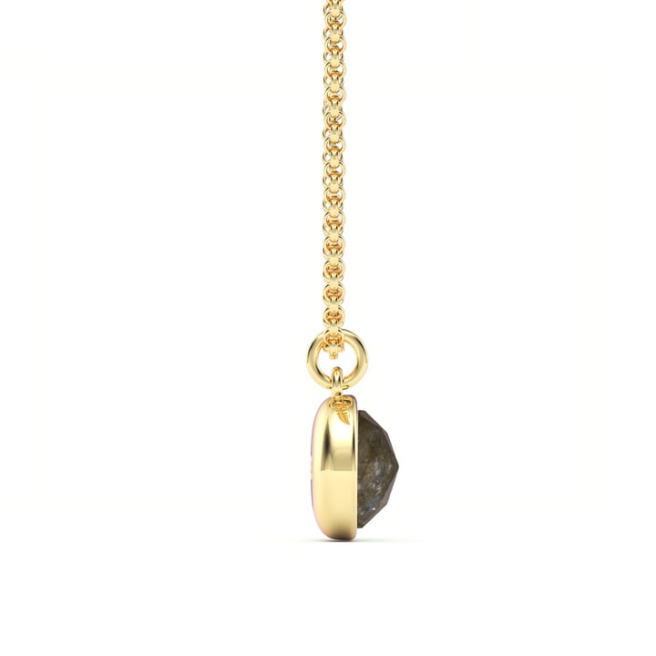 Round Rose Cut Grey Moonstone Pendant Gold Plated