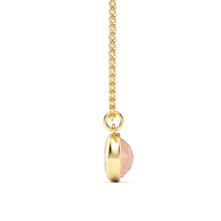 Round Rose Cut Rose Quartz Pendant Gold Plated