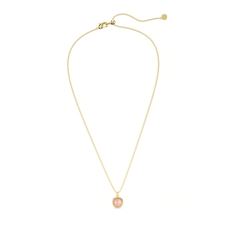 Round Rose Cut Rose Quartz Pendant Gold Plated