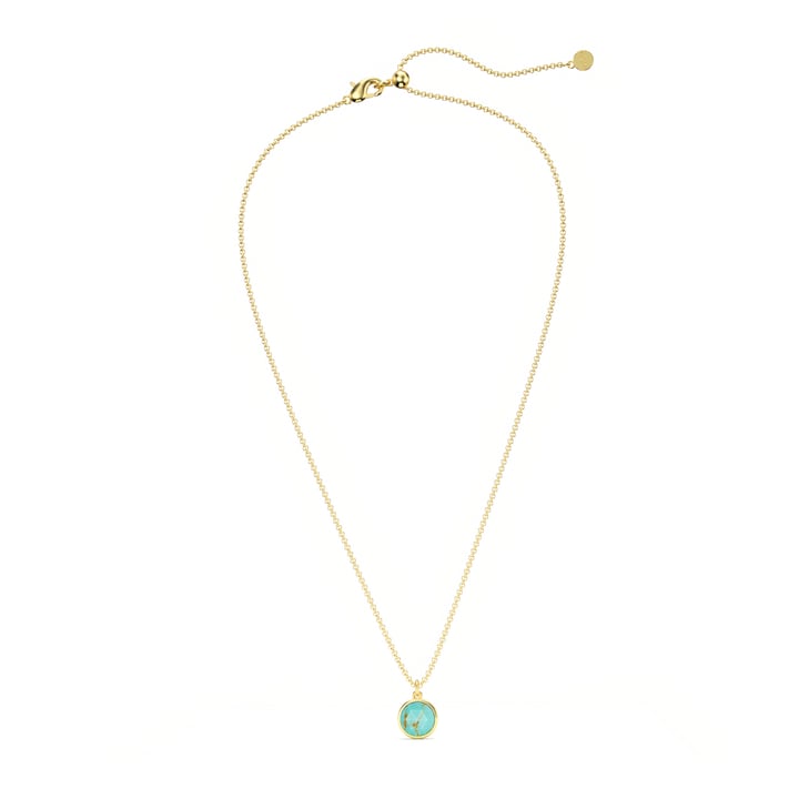 Round Rose Cut Turquoise Pendant Gold Plated