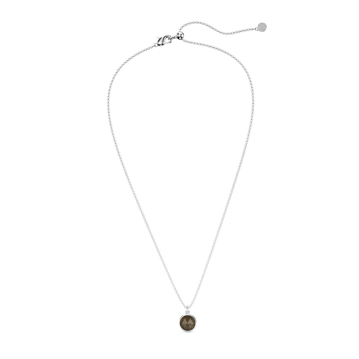 Round Rose Cut Grey Moonstone Pendant Rhodium Plated