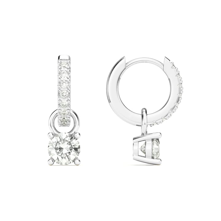 1.0 Carat DE VS+ IGI Certified Lab Grown Diamond Hoop Earrings Sterling Silver