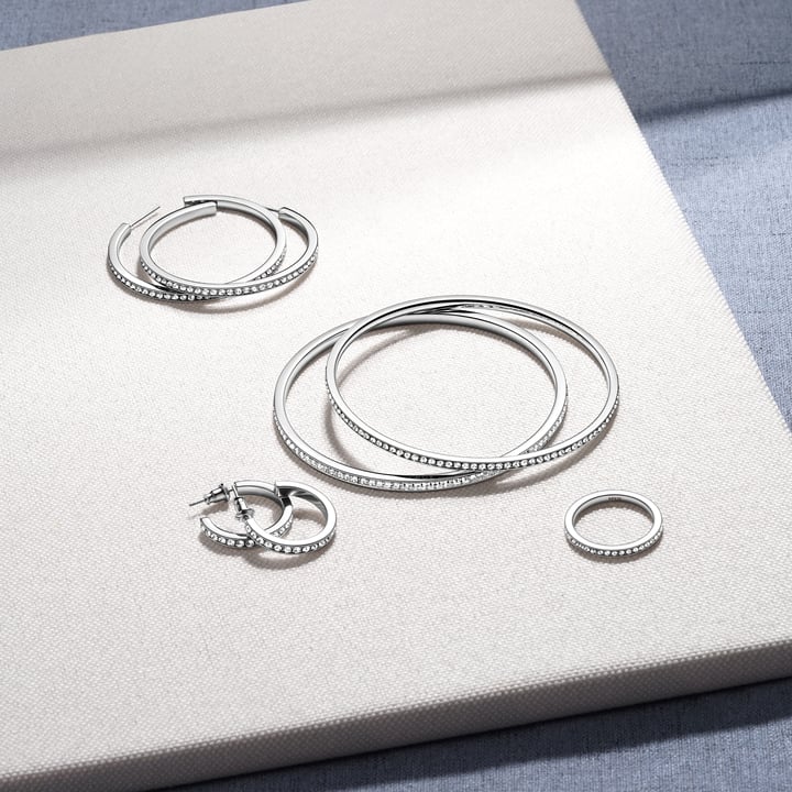 Eternity Stackable Ring Petite Round Clear Crystals 5 Sizes Rhodium Plated