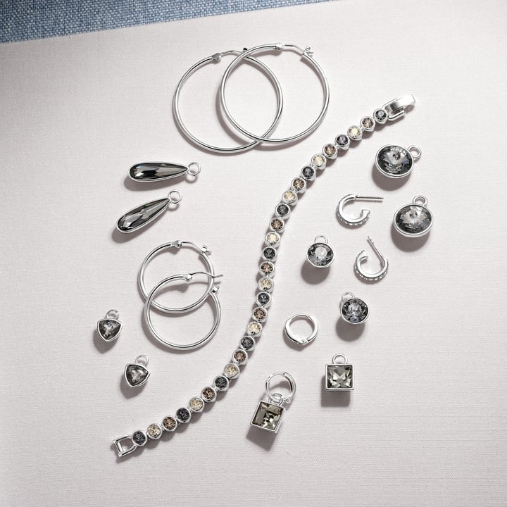 Tennis Bracelet with Crystal Silver Shade Swarovski Crystal Rhodium Plated