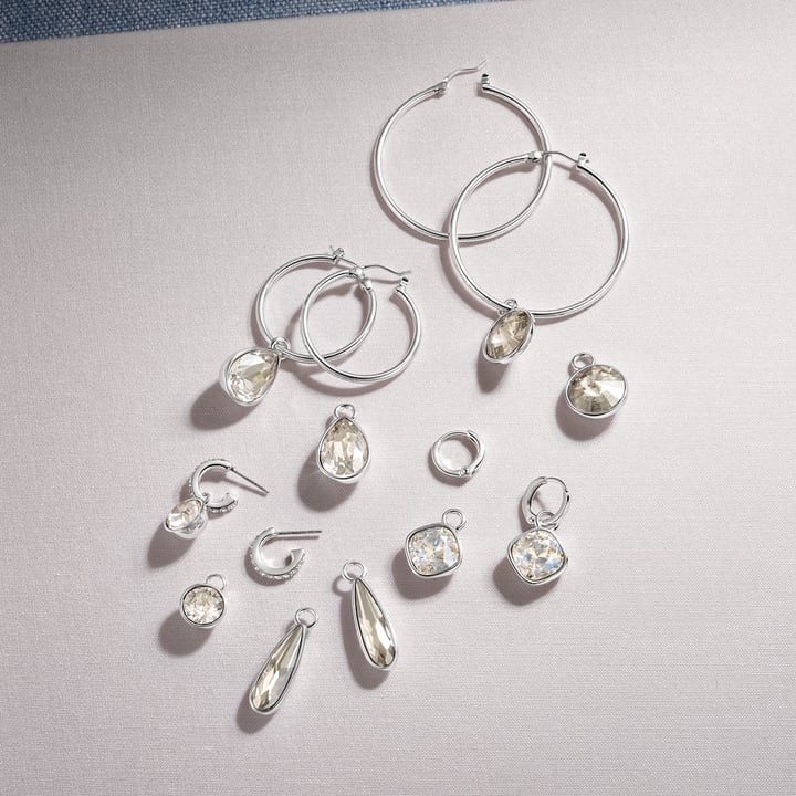 Bella 2 Carat Mix Charms with Crystal Silver Shade Swarovski Crystals Rhodium Plated