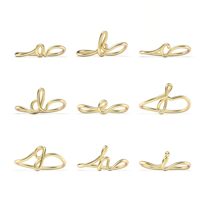 Calligraphy Single Initial Personalised Ring in Sterling Silver