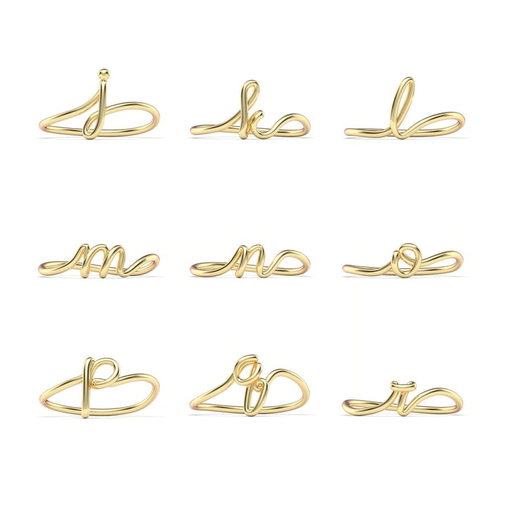 Calligraphy Single Initial Personalised Ring in Sterling Silver