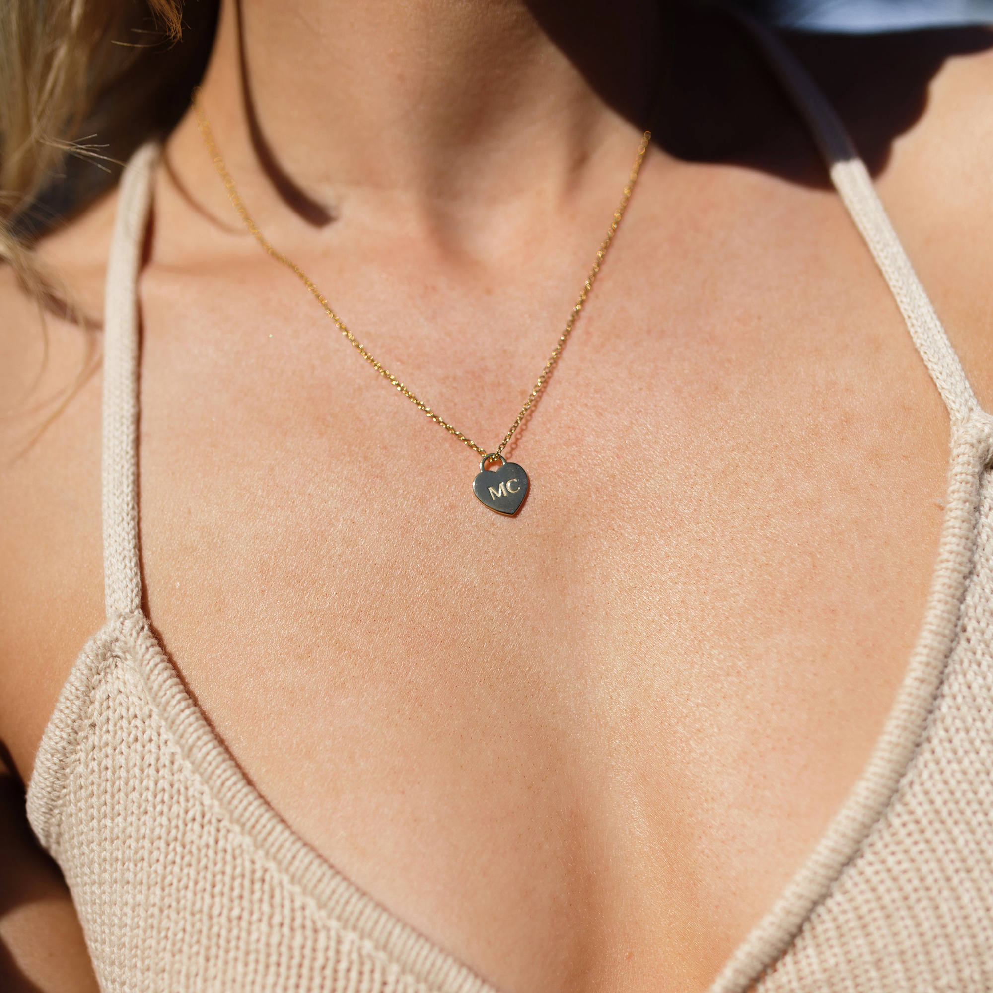Personalised Heart Plate Necklace in Sterling Silver