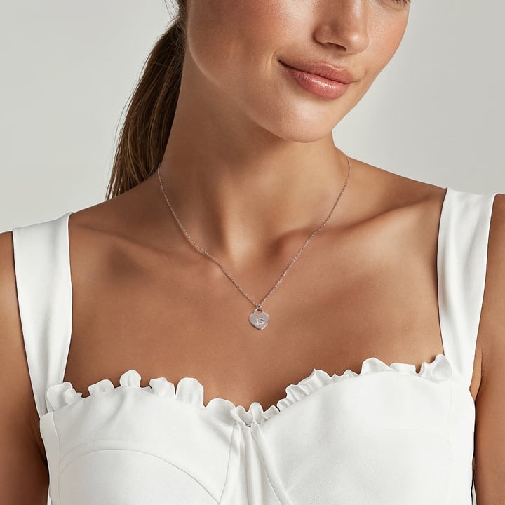 Personalised Heart Plate Necklace in Sterling Silver