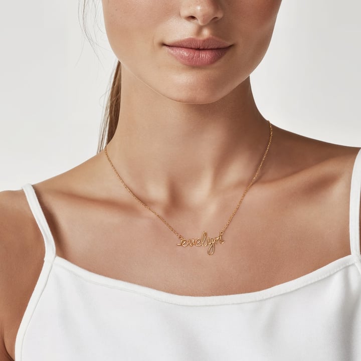 Calligraphy Personalised Initial Name Necklace in Sterling Silver