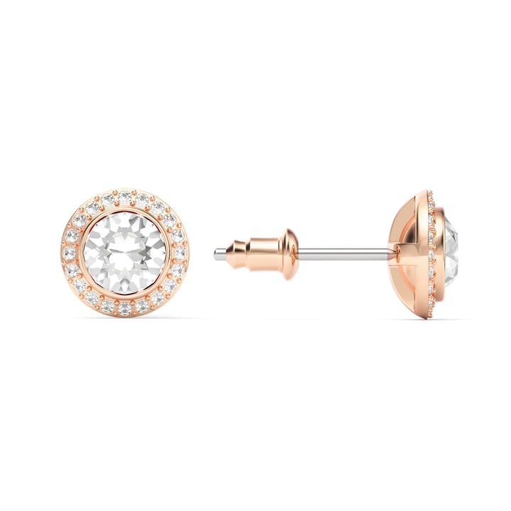 Angelic Stud Earrings Clear Crystals Rose Gold Plated