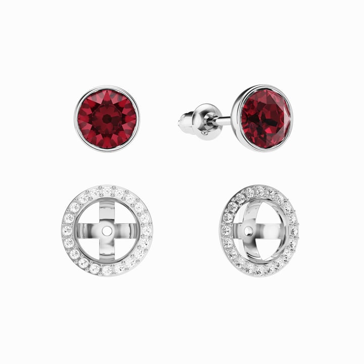 Angelic Stud Earrings Ruby Crystals Rhodium Plated