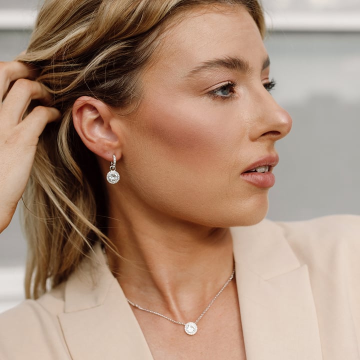 Angelic Drop Earrings Clear Crystals Rhodium Plated
