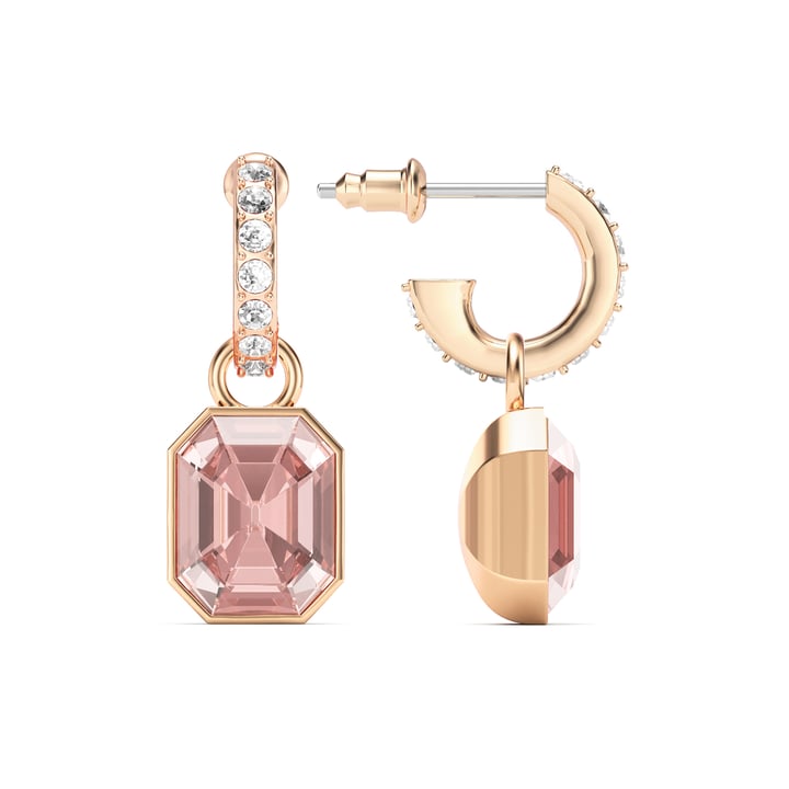 Octagon Drop Earrings Vintage Rose Crystals Rose Gold Plated