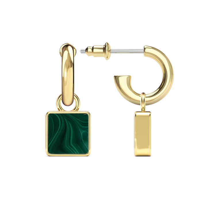 Square Drop Earrings Malachite Gold Plated