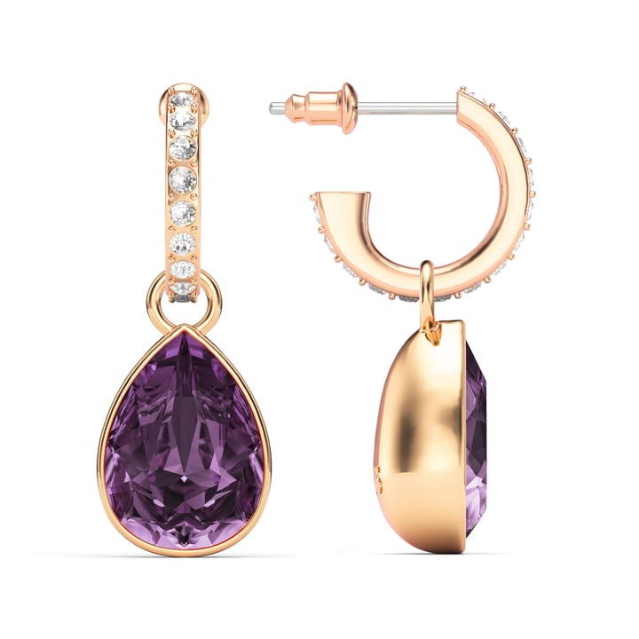 Statement Teardrop Iris Crystals Drop Earrings Rose Gold Plated