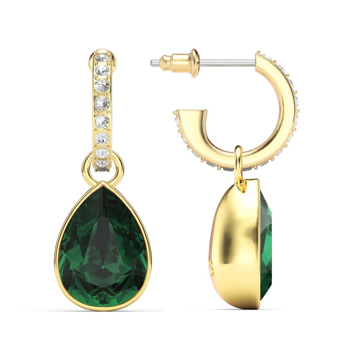 Statement Teardrop Emerald Crystals Drop Earrings Gold Plated