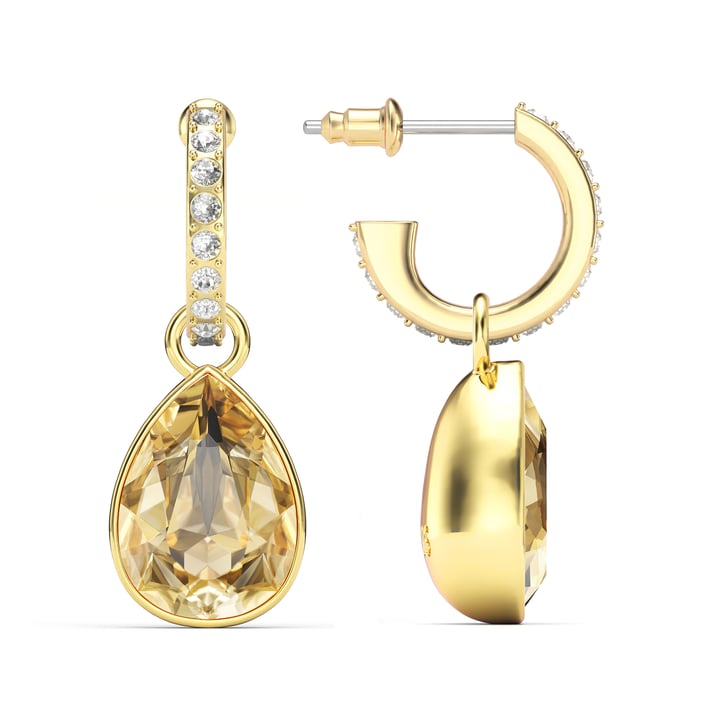 Statement Teardrop Crystal Golden Shadow Crystals Drop Earrings Gold Plated