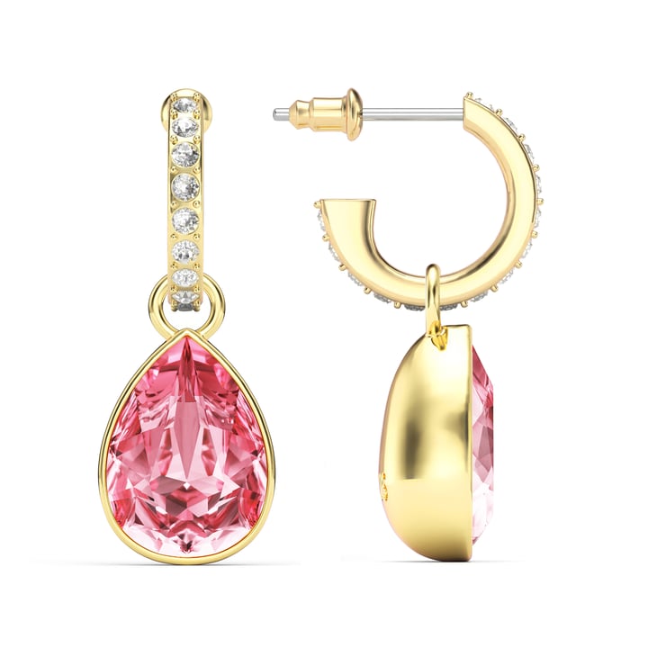 Statement Teardrop Light Rose Crystals Drop Earrings Gold Plated