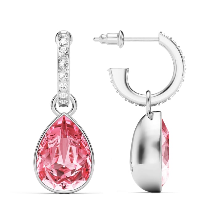 Statement Teardrop Light Rose Crystals Drop Earrings Rhodium Plated