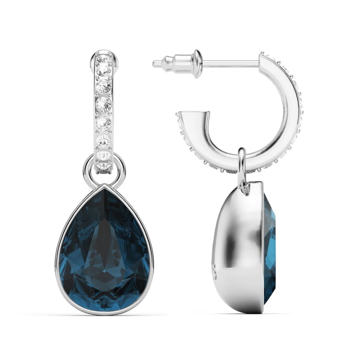 Statement Teardrop Montana Crystals Drop Earrings Rhodium Plated