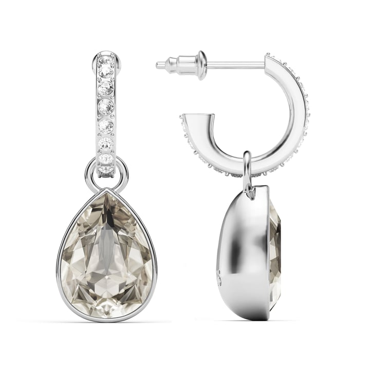 Statement Teardrop Crystal Silver Shade Crystals Drop Earrings Rhodium Plated
