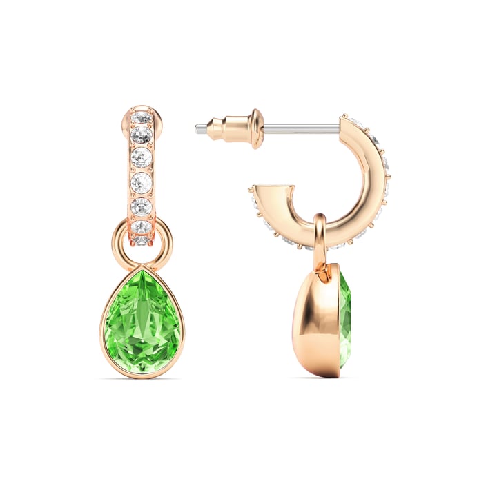 Petite Teardrop Peridot Crystals Drop Earrings Rose Gold Plated