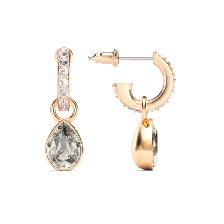 Petite Teardrop Crystal Silver Shade Crystals Drop Earrings Rose Gold Plated