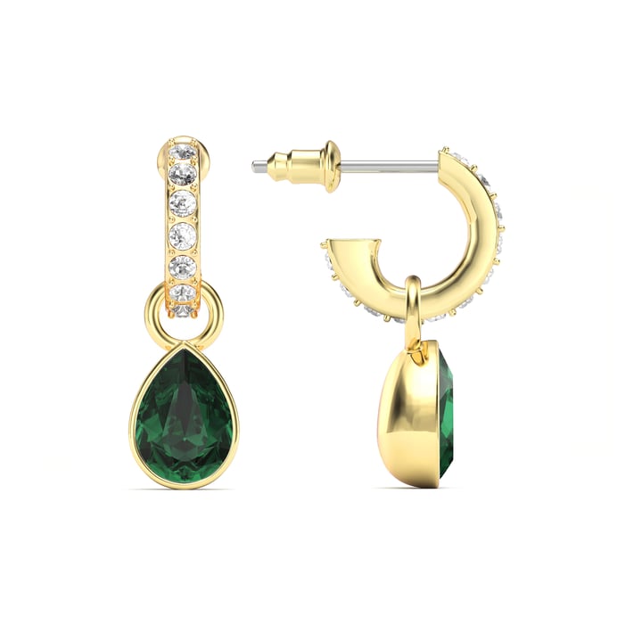 Petite Teardrop Emerald Crystals Drop Earrings Gold Plated