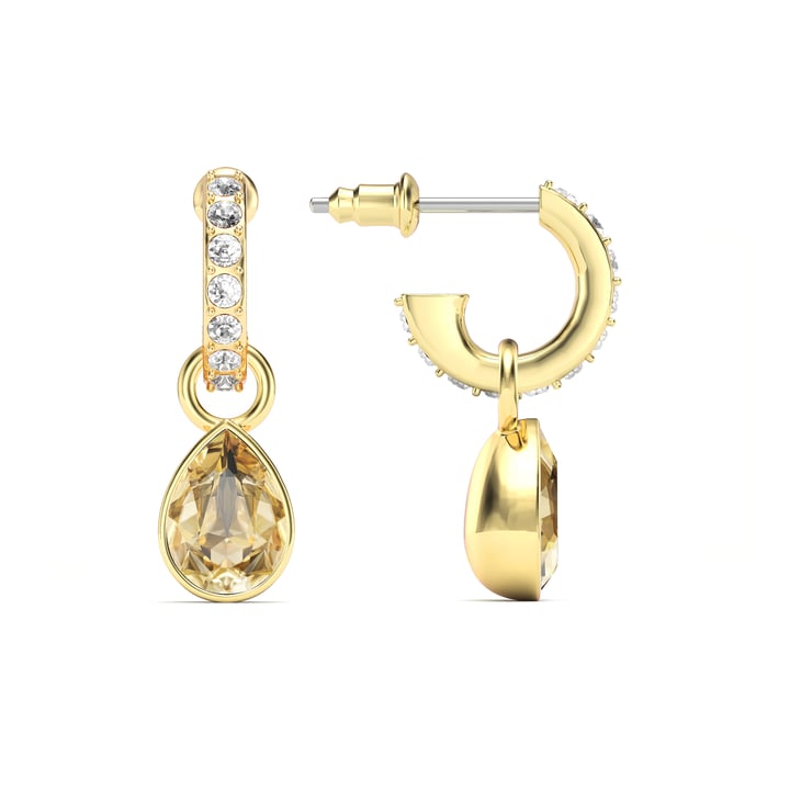 Petite Teardrop Crystal Golden Shadow Crystals Drop Earrings Gold Plated