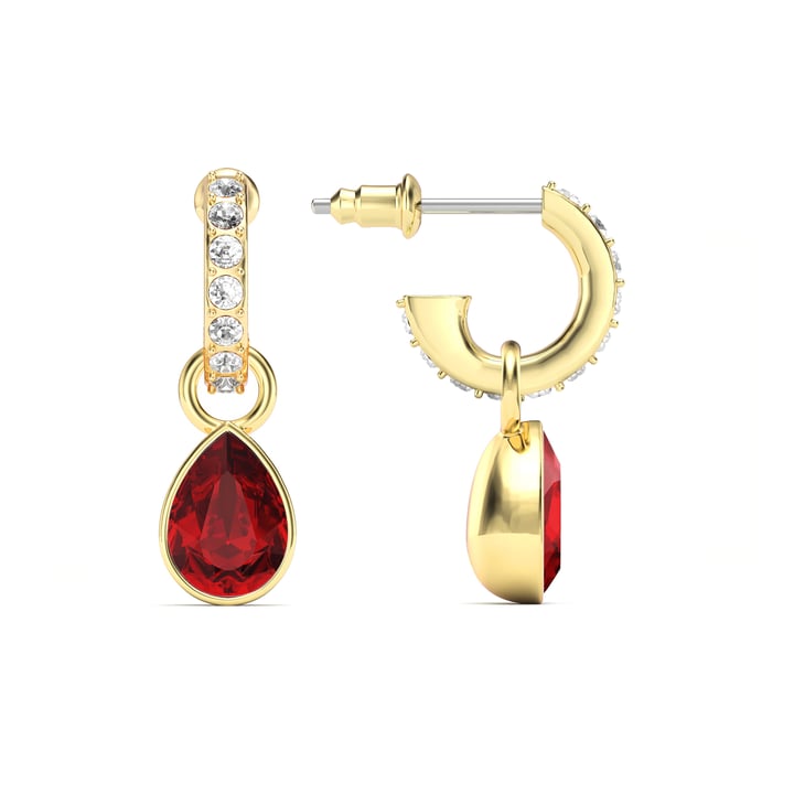 Petite Teardrop Light Siam Crystals Drop Earrings Gold Plated