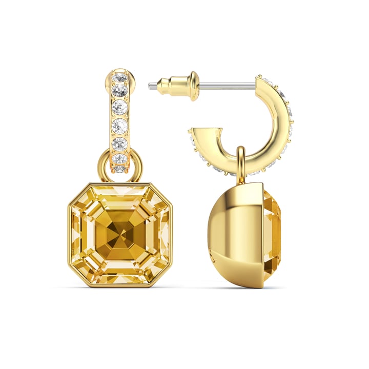 Asscher Mix Charms and Eternity 11mm Carrier Earrings Set Crystal Golden Shadow Gold Plated