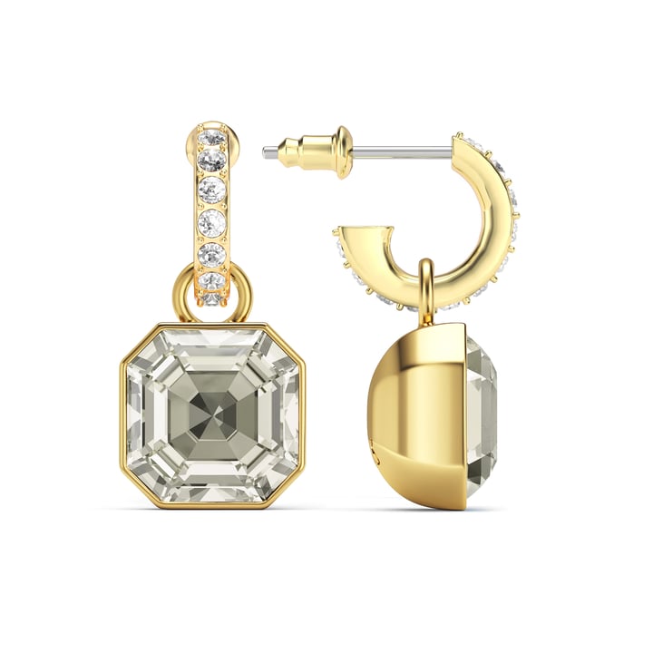 Asscher Mix Charms and Eternity 11mm Carrier Earrings Set Crystal Silver Shade Gold Plated