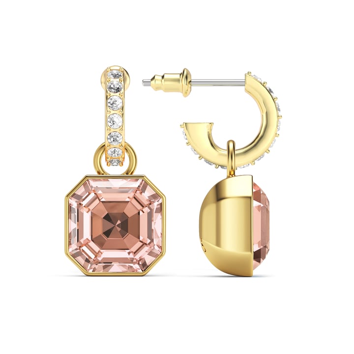 Asscher Mix Charms and Eternity 11mm Carrier Earrings Set Vintage Rose Gold Plated