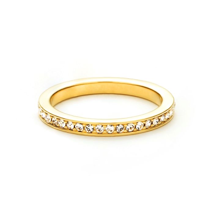 Eternity Stackable Ring Petite Round Clear Crystals 5 Sizes Gold Plated