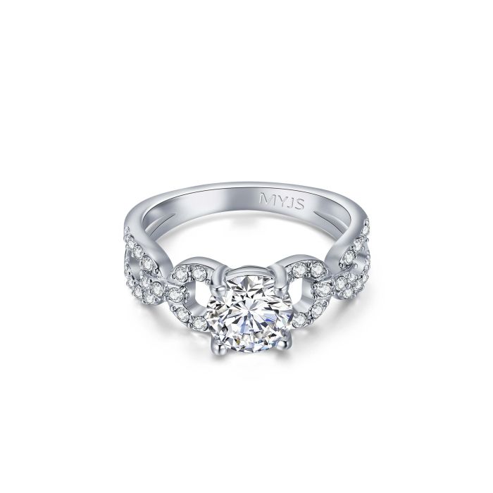 Regal Royalty Statement Ring Rhodium Plated Clear