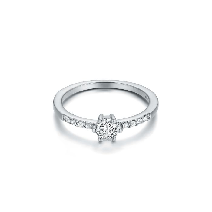 Vittore Attract Ring with Clear Swarovski Crystals Rhodium Plated