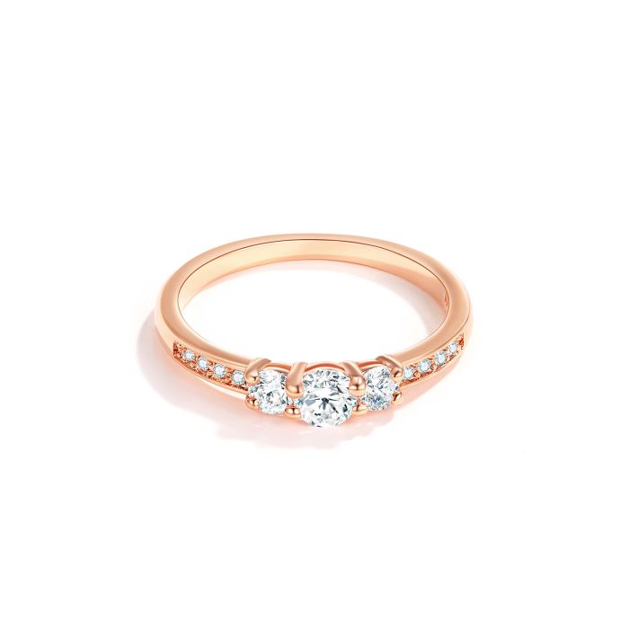 Attract Trilogy Brilliance Ring with Clear Cubic Zirconia Rose Gold Plated