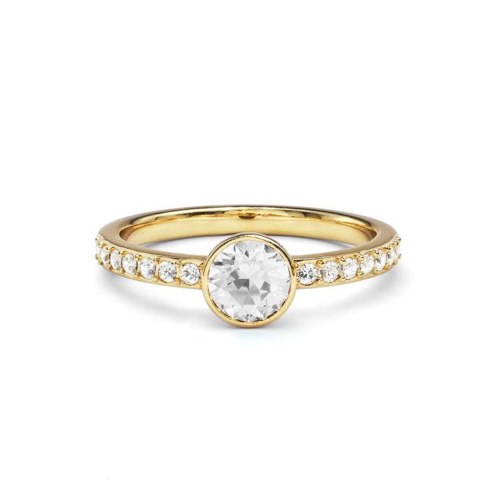 Solitaire Petite Round Ring Clear Crystals Gold Plated