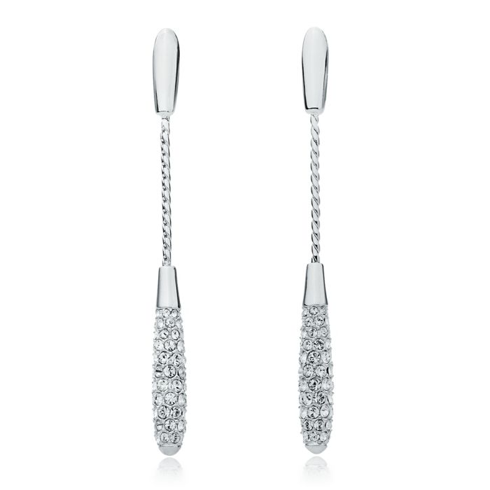 Alicia Drop Earrings with Swarovski Crystal Rhodium Plated Dangle Hang Bridal Wedding