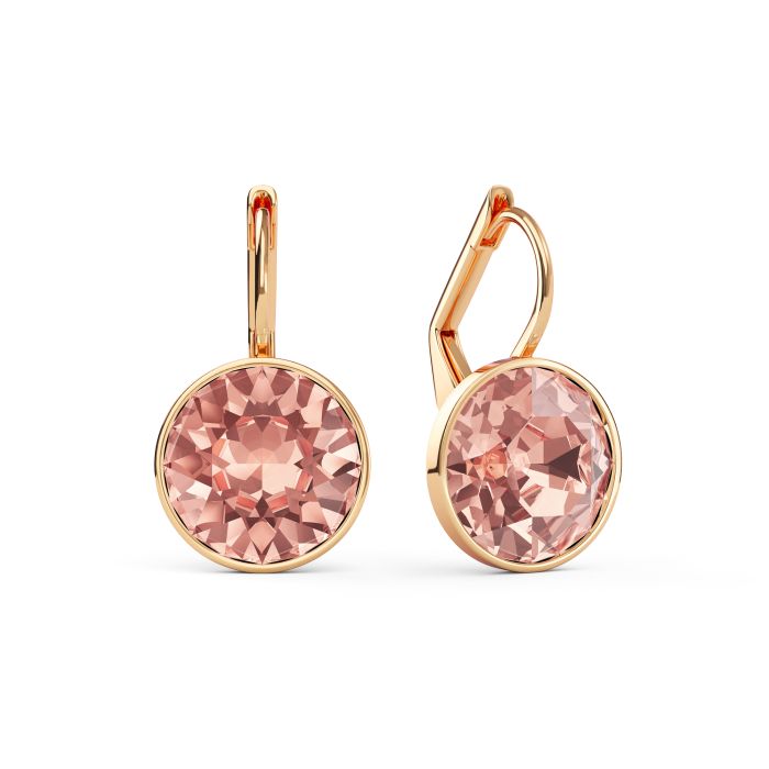 Bella Earrings with 4 Carat Vintage Rose Crystals Rose Gold Plated