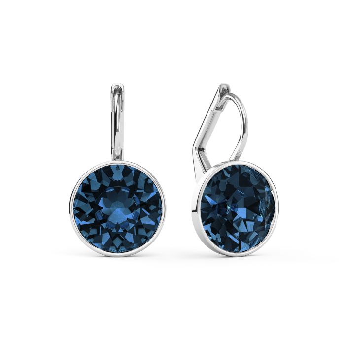 Bella Earrings with 4 Carat Montana Crystals Rhodium Plated