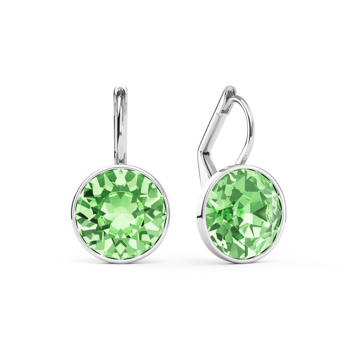 Bella Earrings with 4 Carat Peridot Crystals Rhodium Plated