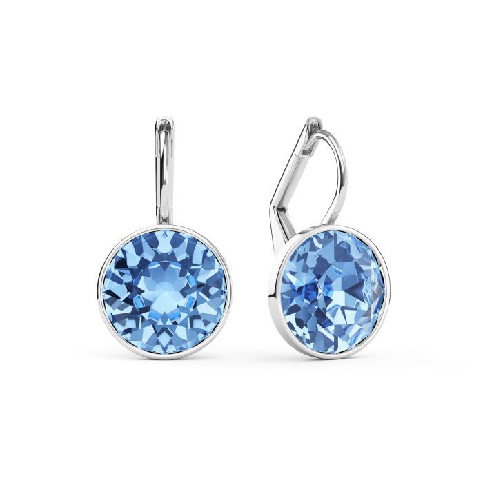 Bella Earrings with 4 Carat Light Sapphire Crystals Rhodium Plated