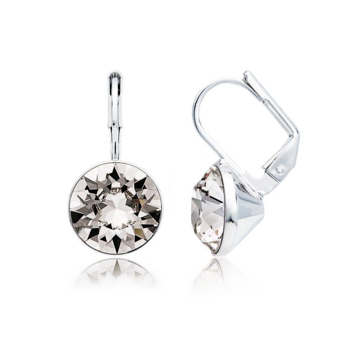 Bella Earrings with 4 Carat Crystal Silver Shade Crystals Rhodium Plated