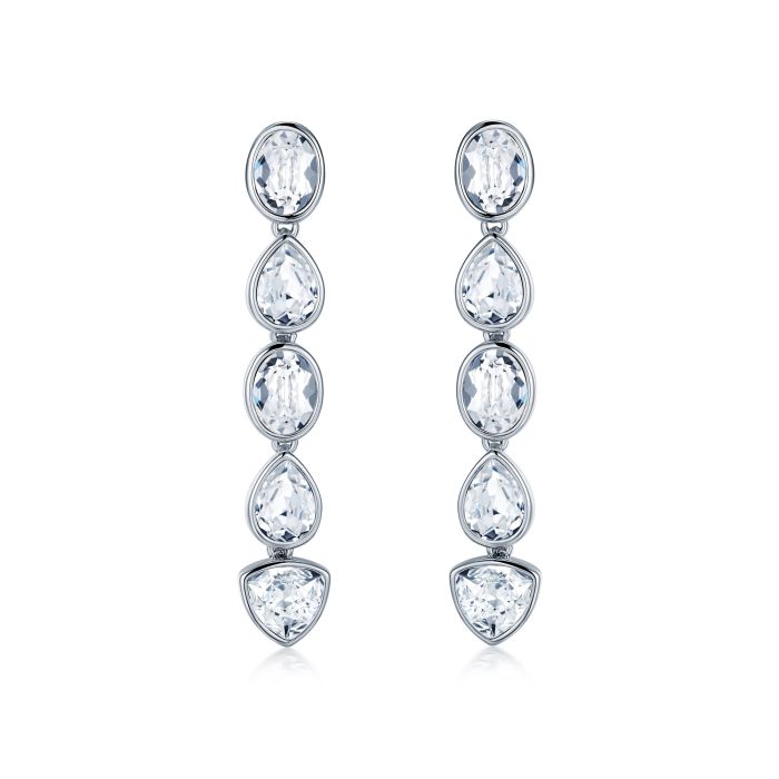 Talesia Effusion Drop Earrings with Swarovski Crystals White Gold Plated MYJS Bridal
