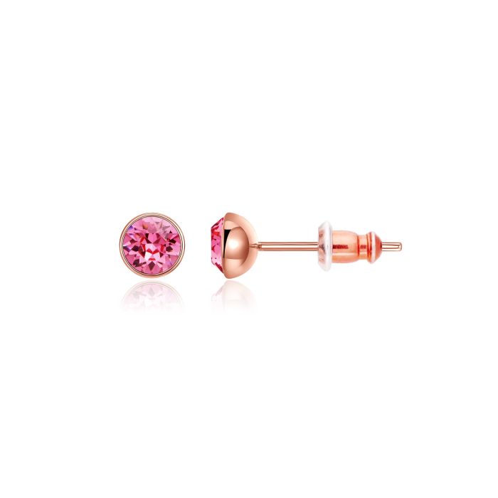 Signature Stud Earrings with 3 Sizes Carat Rose Swarovski Crystals Rose Gold Plated