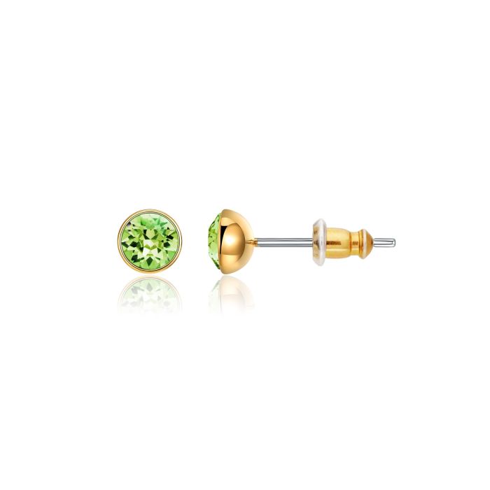 Signature Stud Earrings with 3 Sizes Carat Peridot Swarovski Crystals Gold Plated