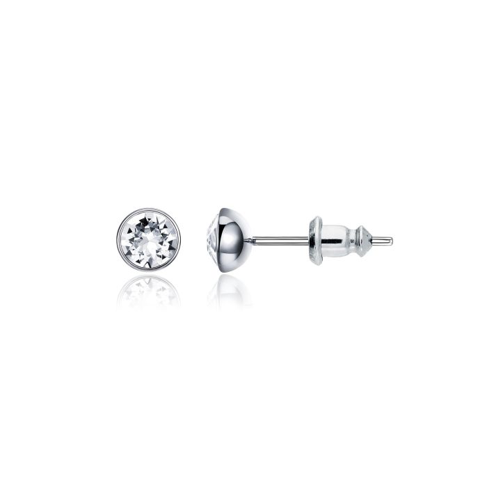 Signature Stud Earrings with 3 Sizes Carat Clear Swarovski Crystals Rhodium Plated